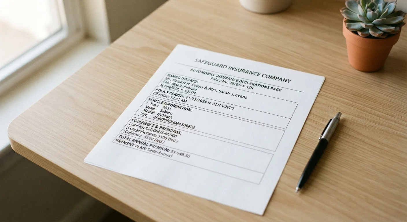 Reading Your Auto Insurance Declarations Page